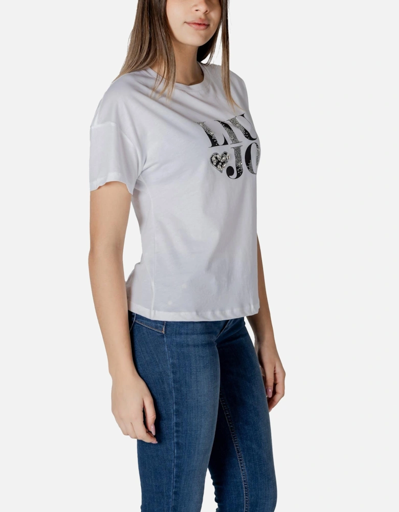 Printed Short Sleeve Round Neck T-Shirt Women - White Shirts