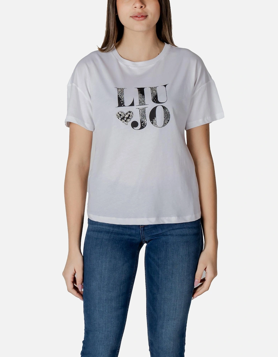 Printed Short Sleeve Round Neck T-Shirt Women - White Shirts, 4 of 3