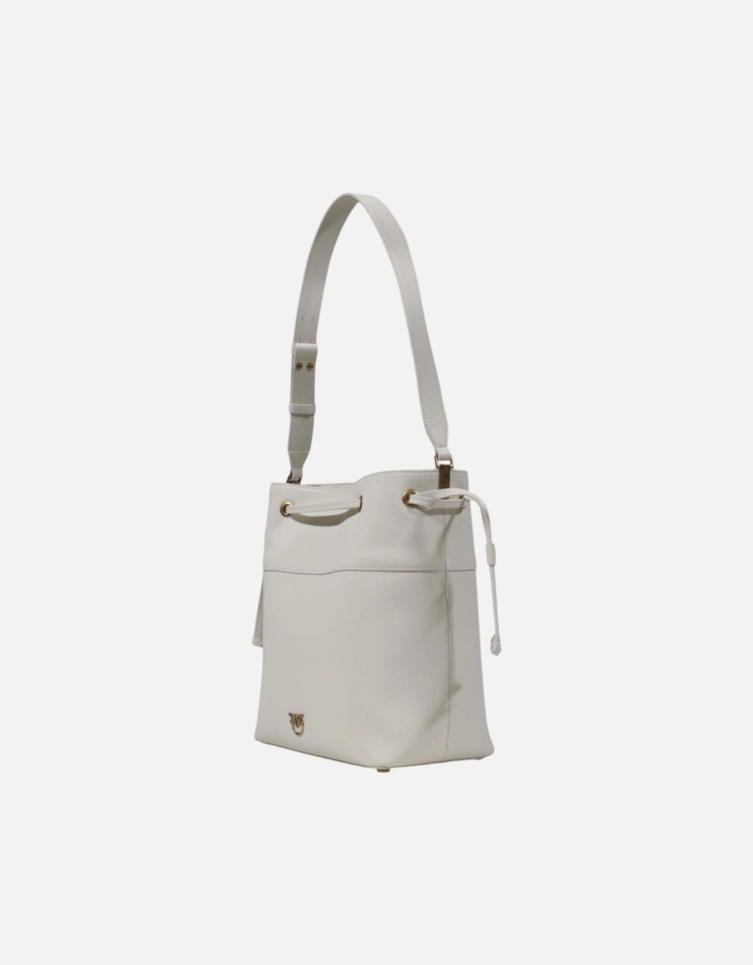 Leather Shoulder Bag with Zip Fastening Women - White