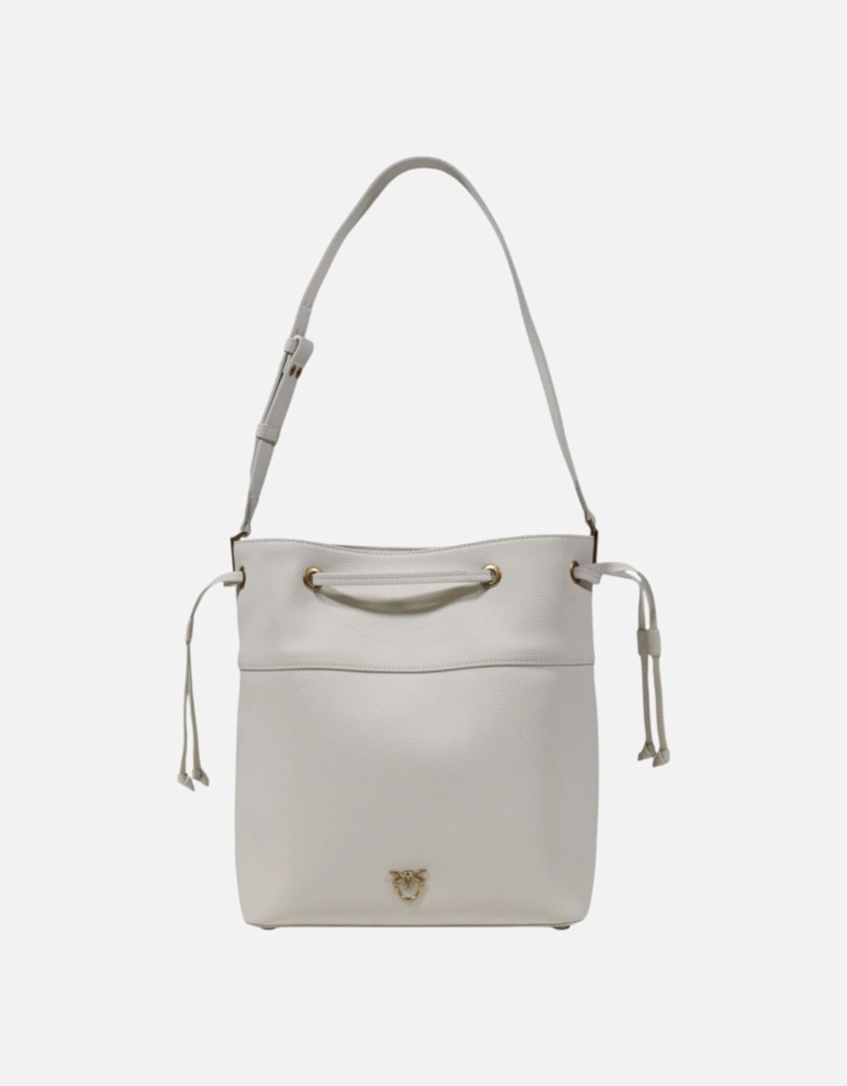 Leather Shoulder Bag with Zip Fastening Women - White