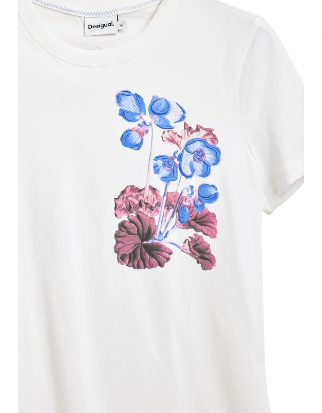 Printed Round Neck Short Sleeve T-shirt Women - White Shirts