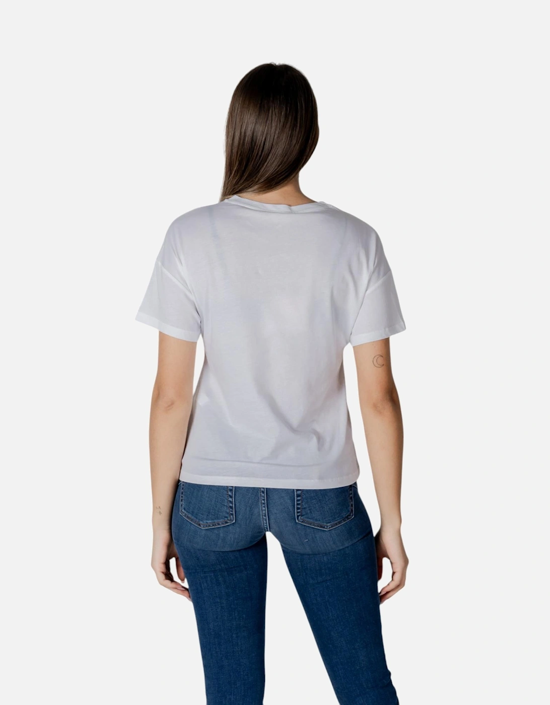 Short Sleeve Round Neck Cotton T-Shirt Women - White Shirts