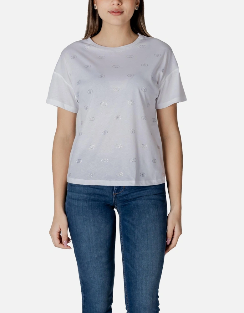 Short Sleeve Round Neck Cotton T-Shirt Women - White Shirts