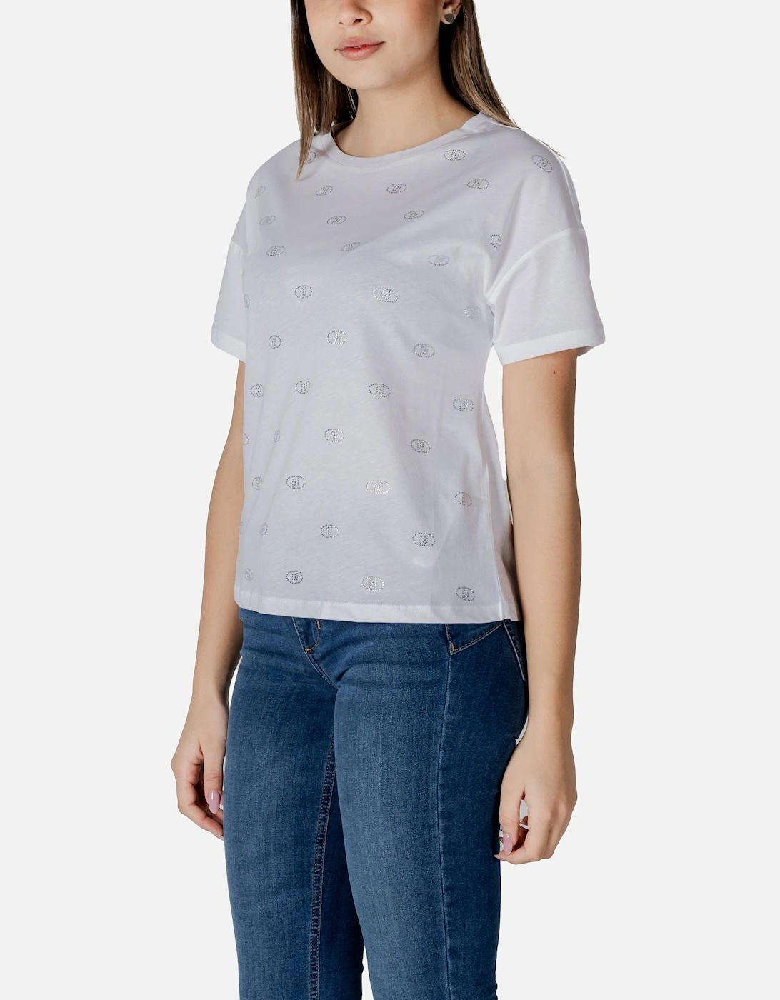 Short Sleeve Round Neck Cotton T-Shirt Women - White Shirts