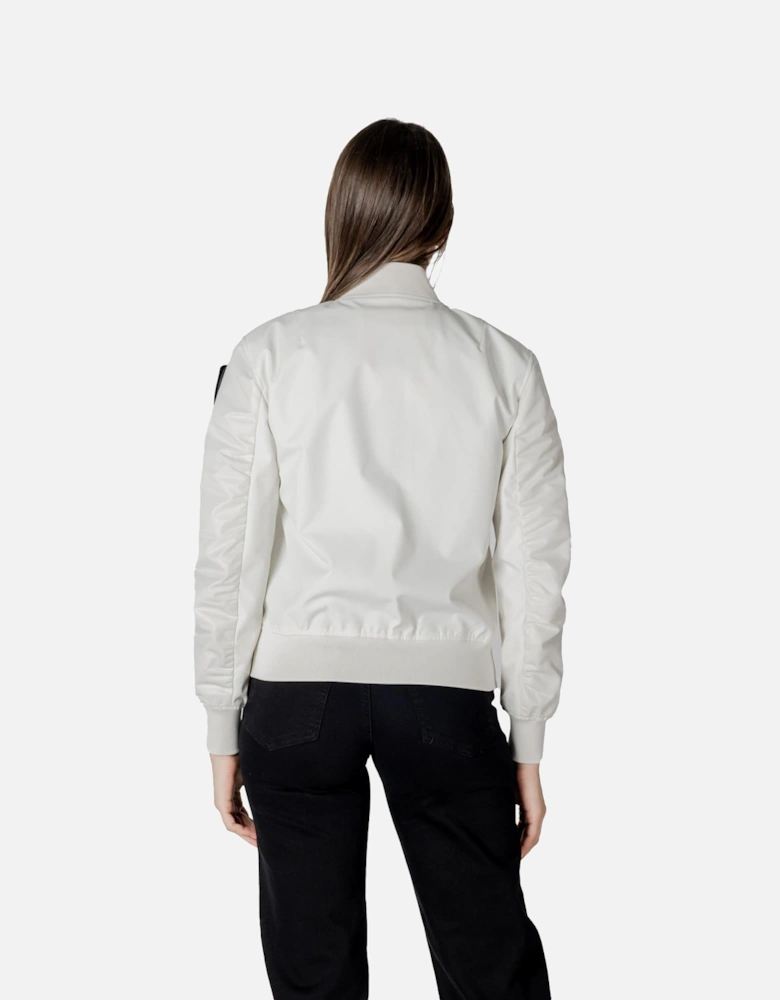 Round Neck Zip-Up Jacket Women - White