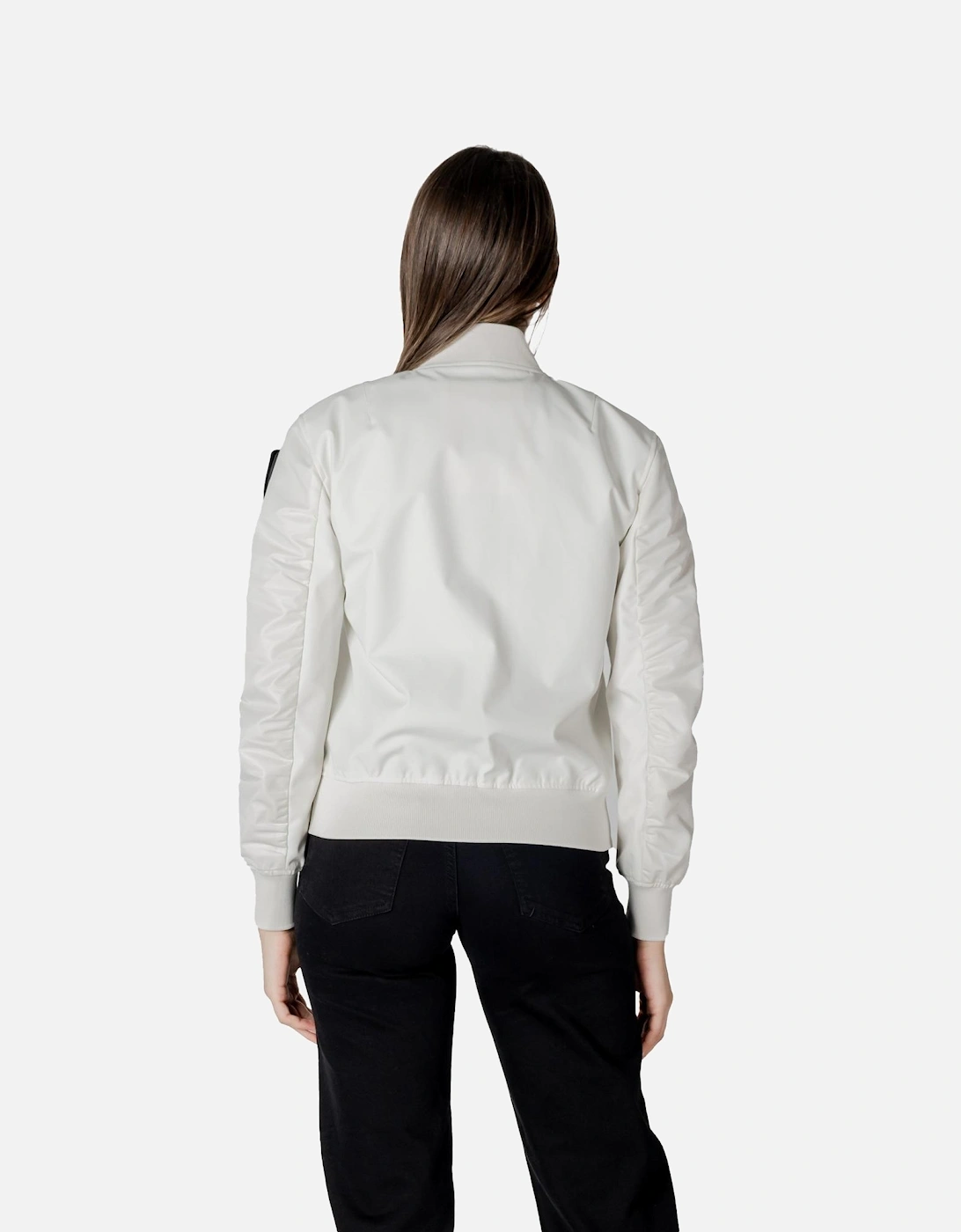 Round Neck Zip-Up Jacket Women - White