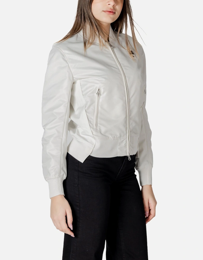 Round Neck Zip-Up Jacket Women - White