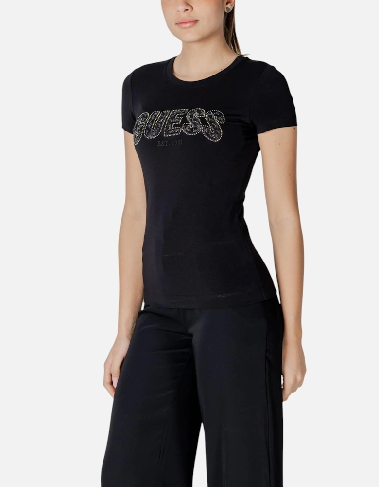 Round Neck Short Sleeve T-Shirt Women - Black Shirts