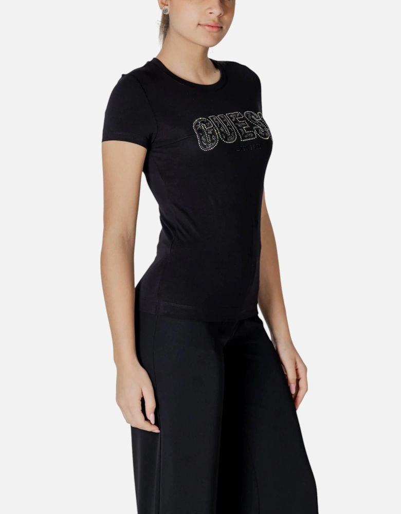 Round Neck Short Sleeve T-Shirt Women - Black Shirts