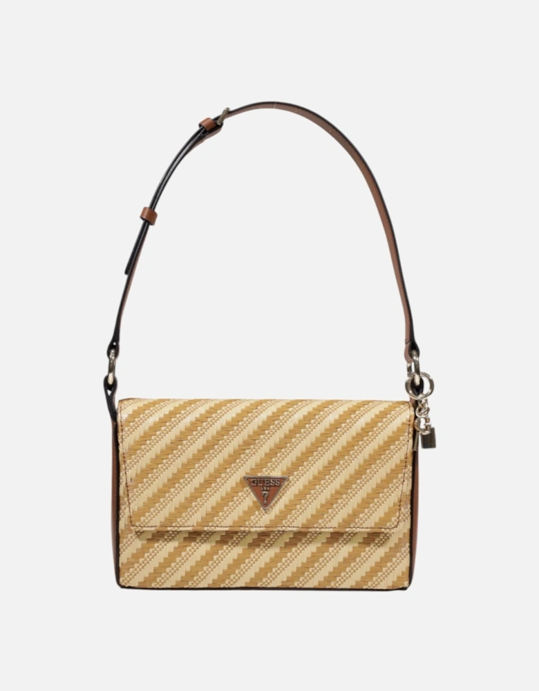 Printed Shoulder Bag with Zip Fastening Women - Beige