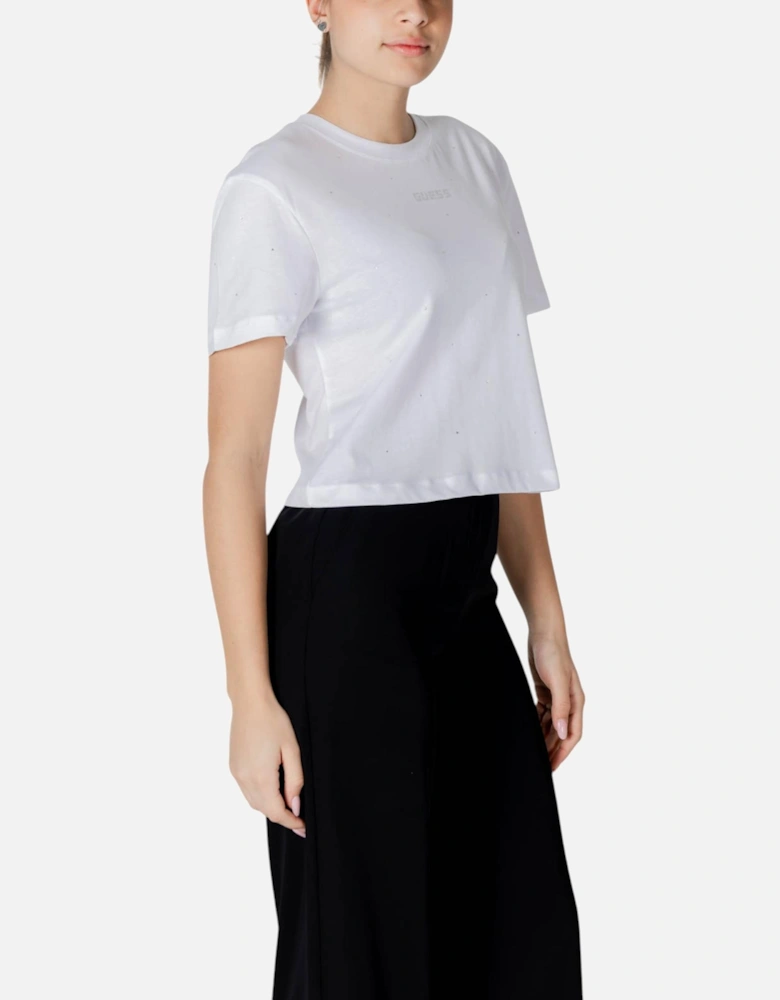 Round Neck Short Sleeve Cotton T-shirt Women - White Shirts