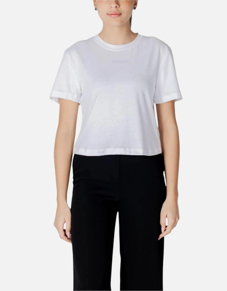 Round Neck Short Sleeve Cotton T-shirt Women - White Shirts