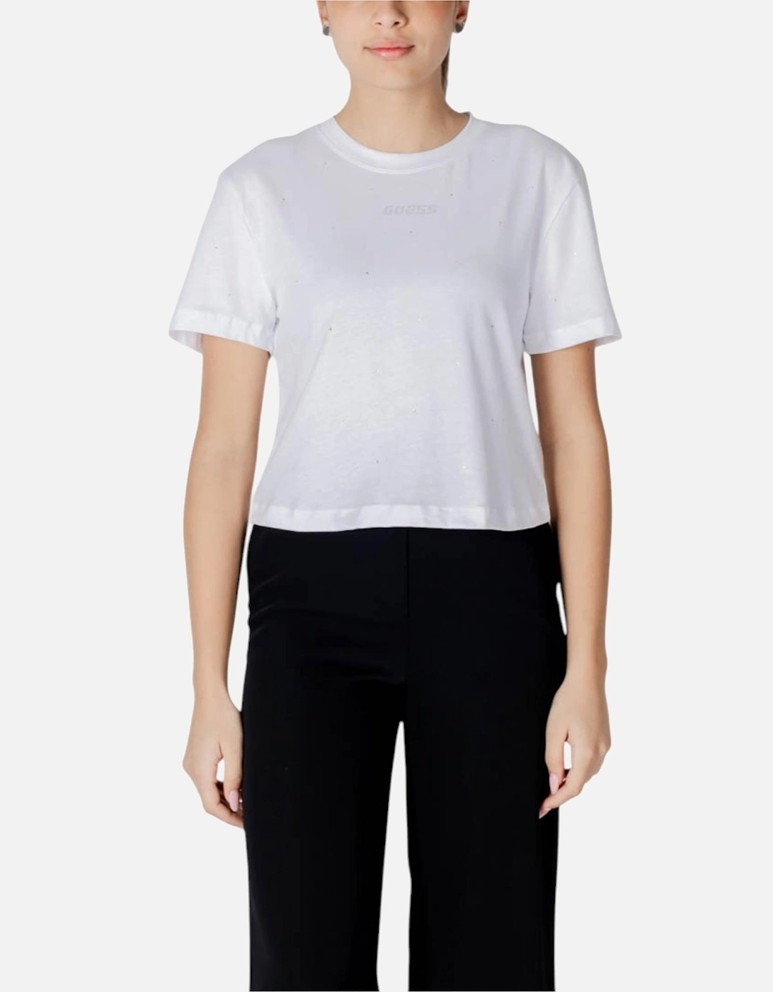 Round Neck Short Sleeve Cotton T-shirt Women - White Shirts, 4 of 3