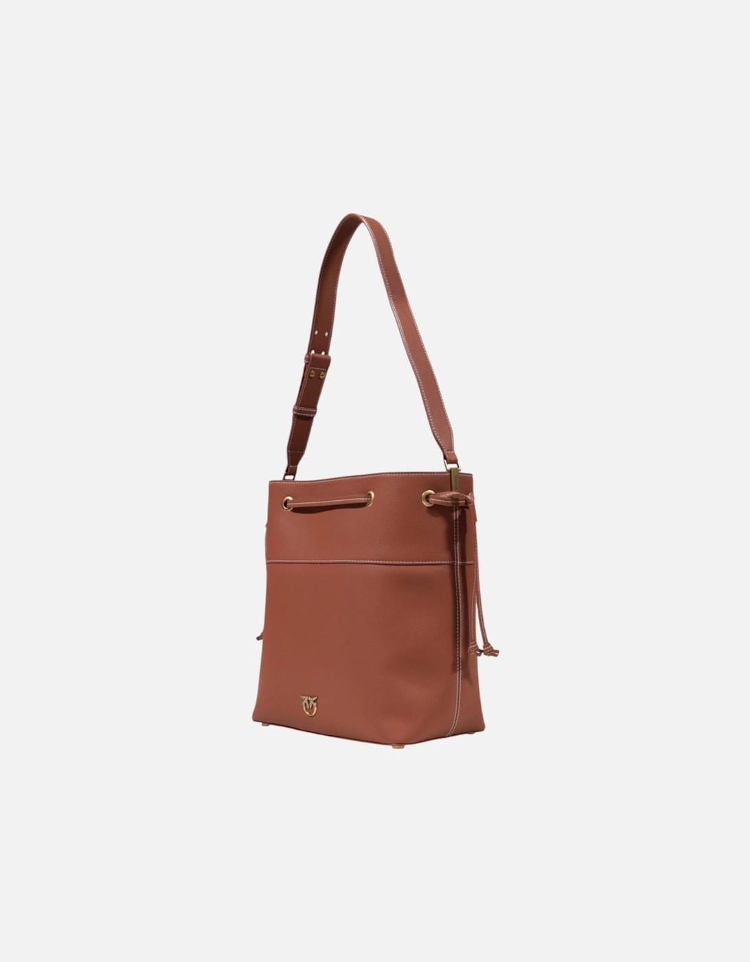 Leather Shoulder Bag with Zip Fastening Women - Brown