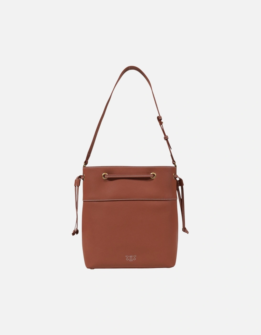 Leather Shoulder Bag with Zip Fastening Women - Brown