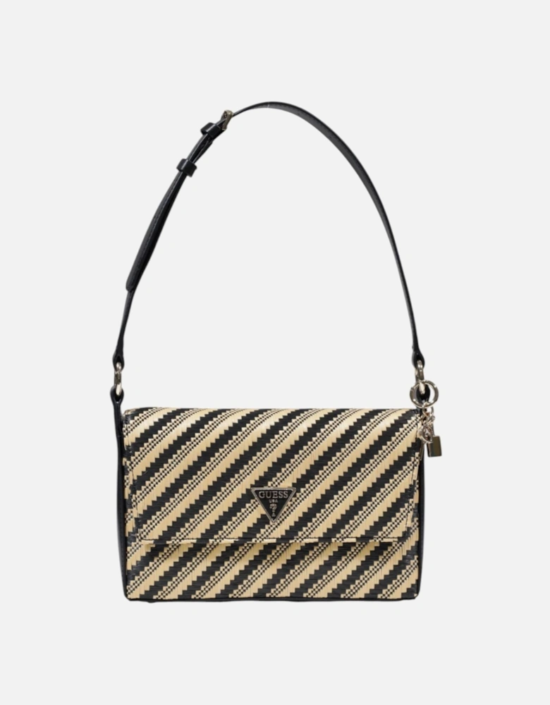 Printed Shoulder Bag with Zip Fastening Women - Black