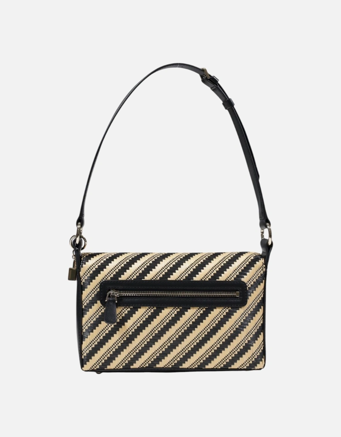 Printed Shoulder Bag with Zip Fastening Women - Black