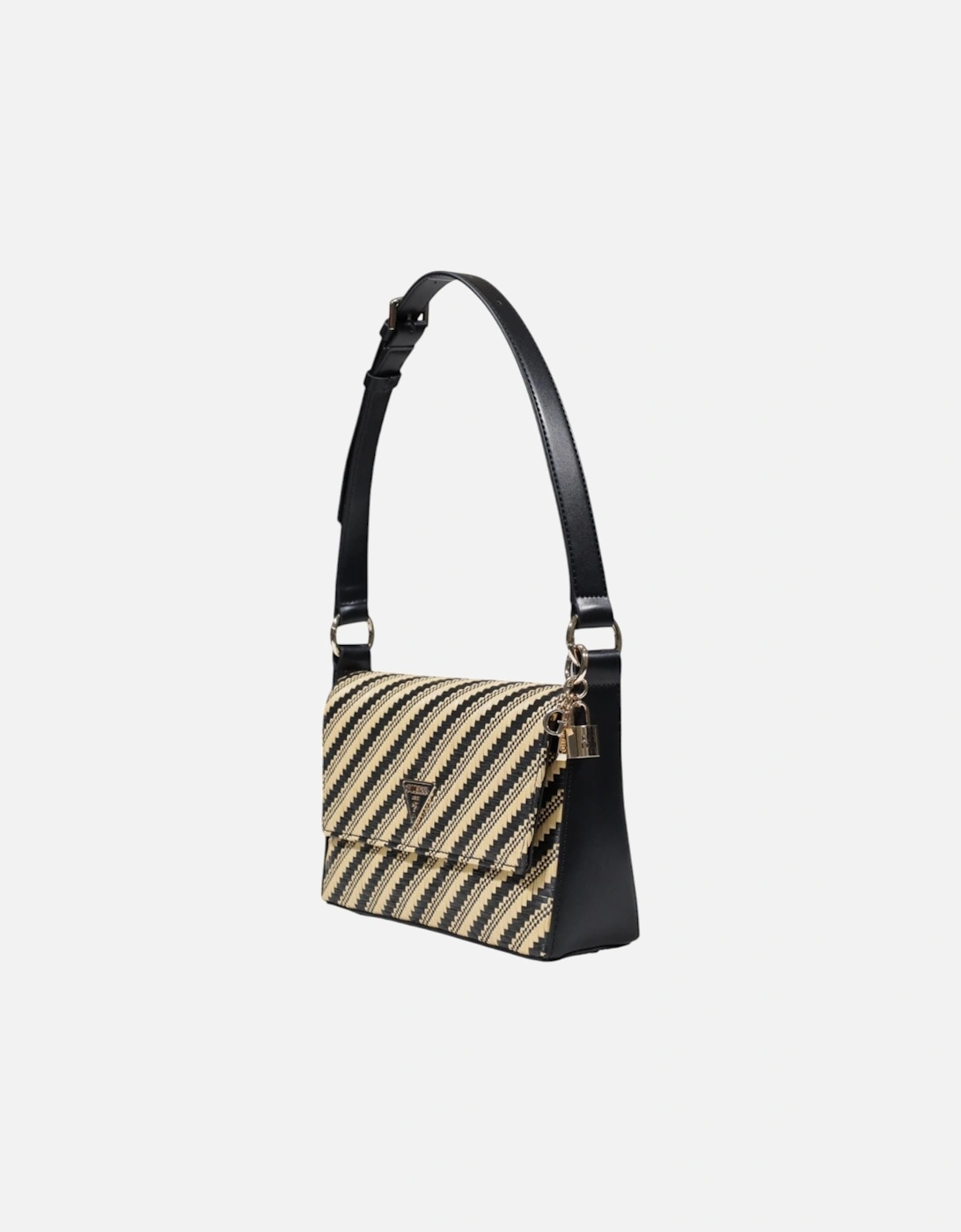 Printed Shoulder Bag with Zip Fastening Women - Black