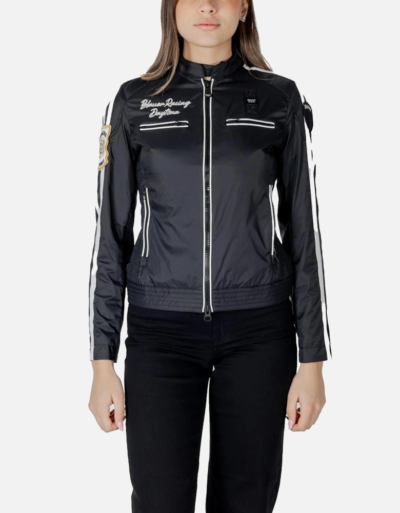 Printed Zip-Up Long Sleeve Jacket Women - Black Jackets