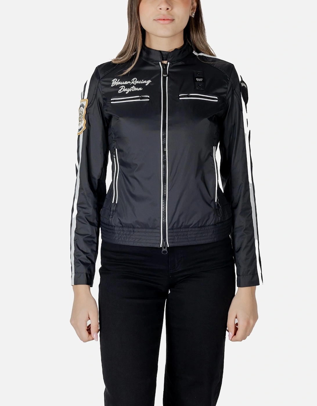 Printed Zip-Up Long Sleeve Jacket Women - Black Jackets, 4 of 3