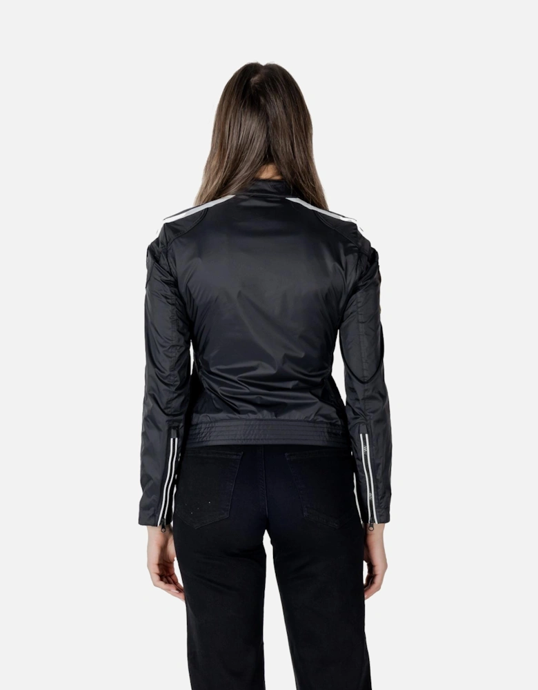 Printed Zip-Up Long Sleeve Jacket Women - Black Jackets