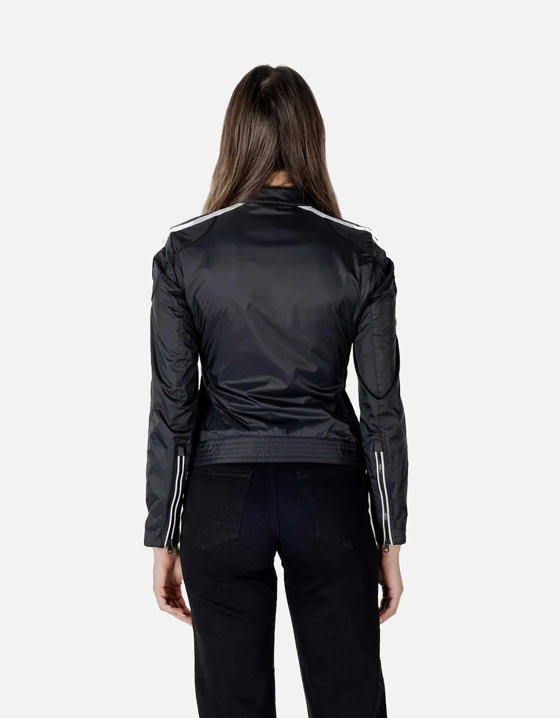 Printed Zip-Up Long Sleeve Jacket Women - Black Jackets