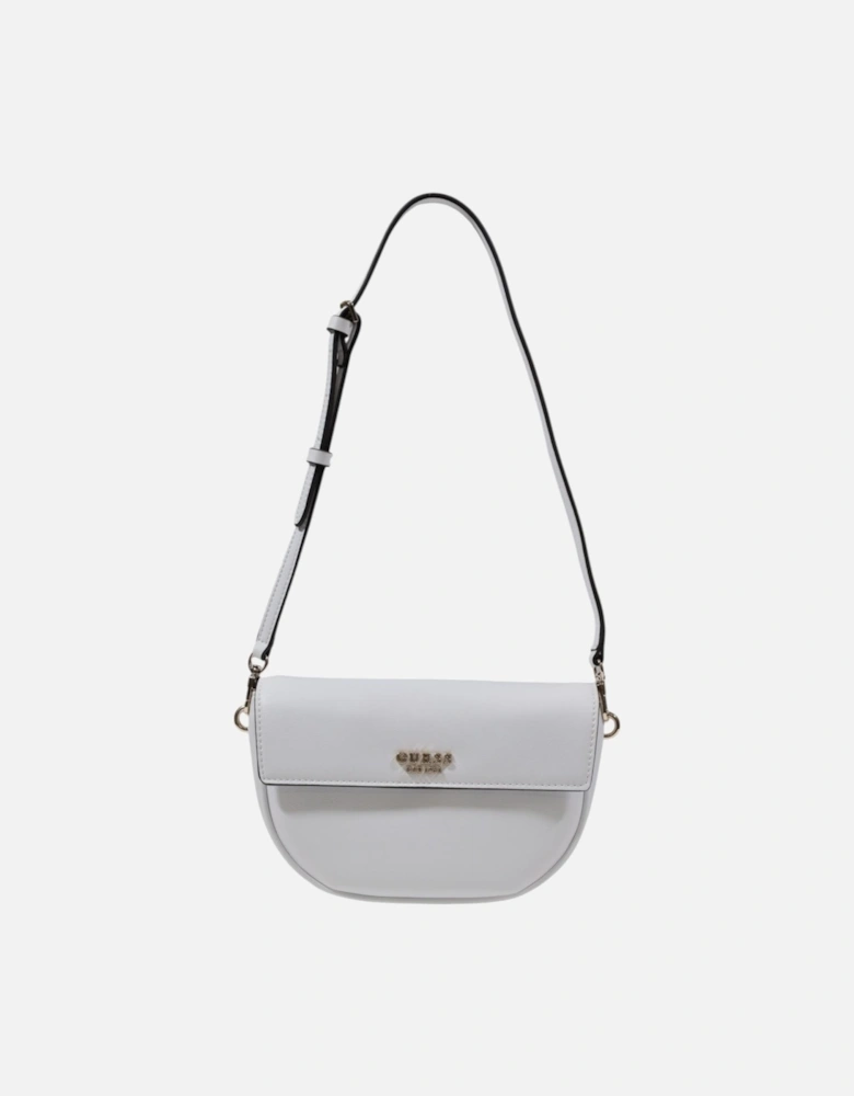 Automatic Button Shoulder Bag with Inside Pockets Women - White