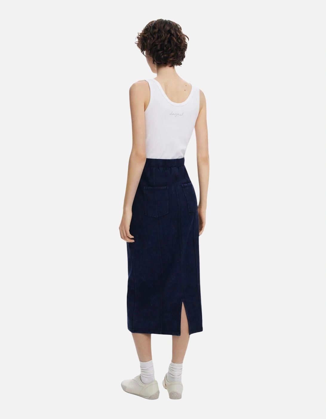 Sleeveless Round Neck Dress with Front Pockets Women - Blue Dresses