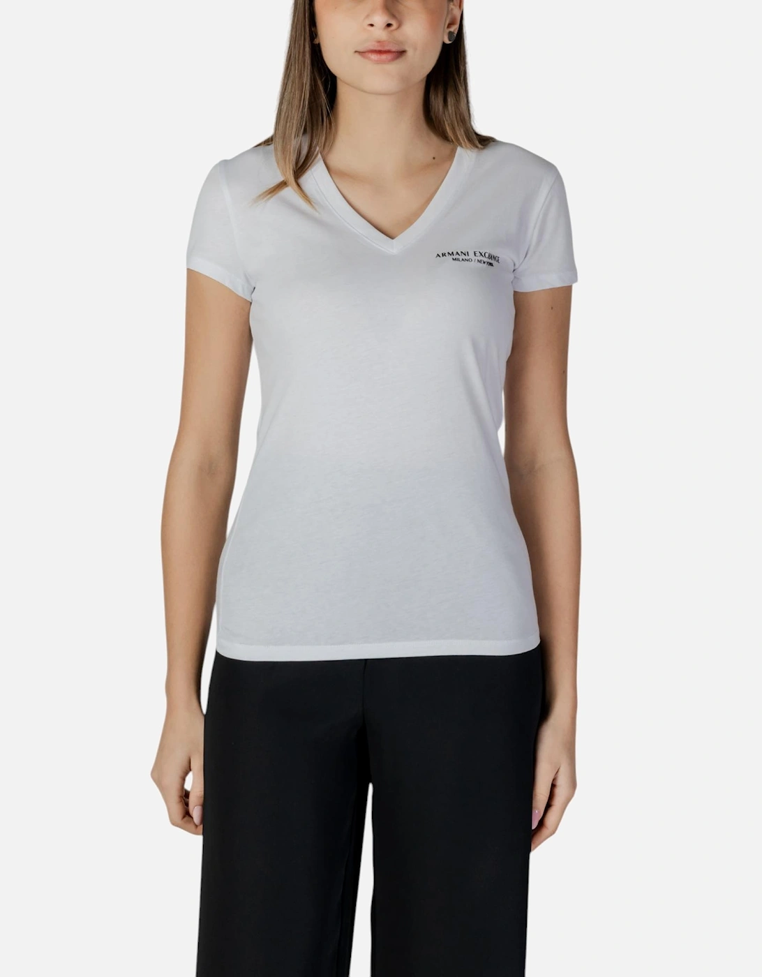 Printed V-Neck Cotton T-Shirt Women - White Shirts, 4 of 3
