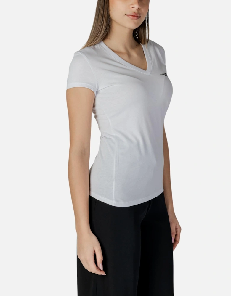 Printed V-Neck Cotton T-Shirt Women - White Shirts