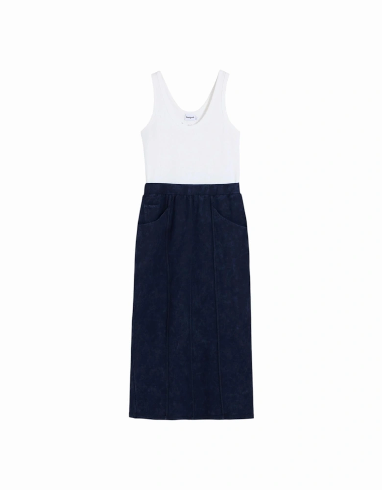 Sleeveless Round Neck Dress with Front Pockets Women - Blue Dresses