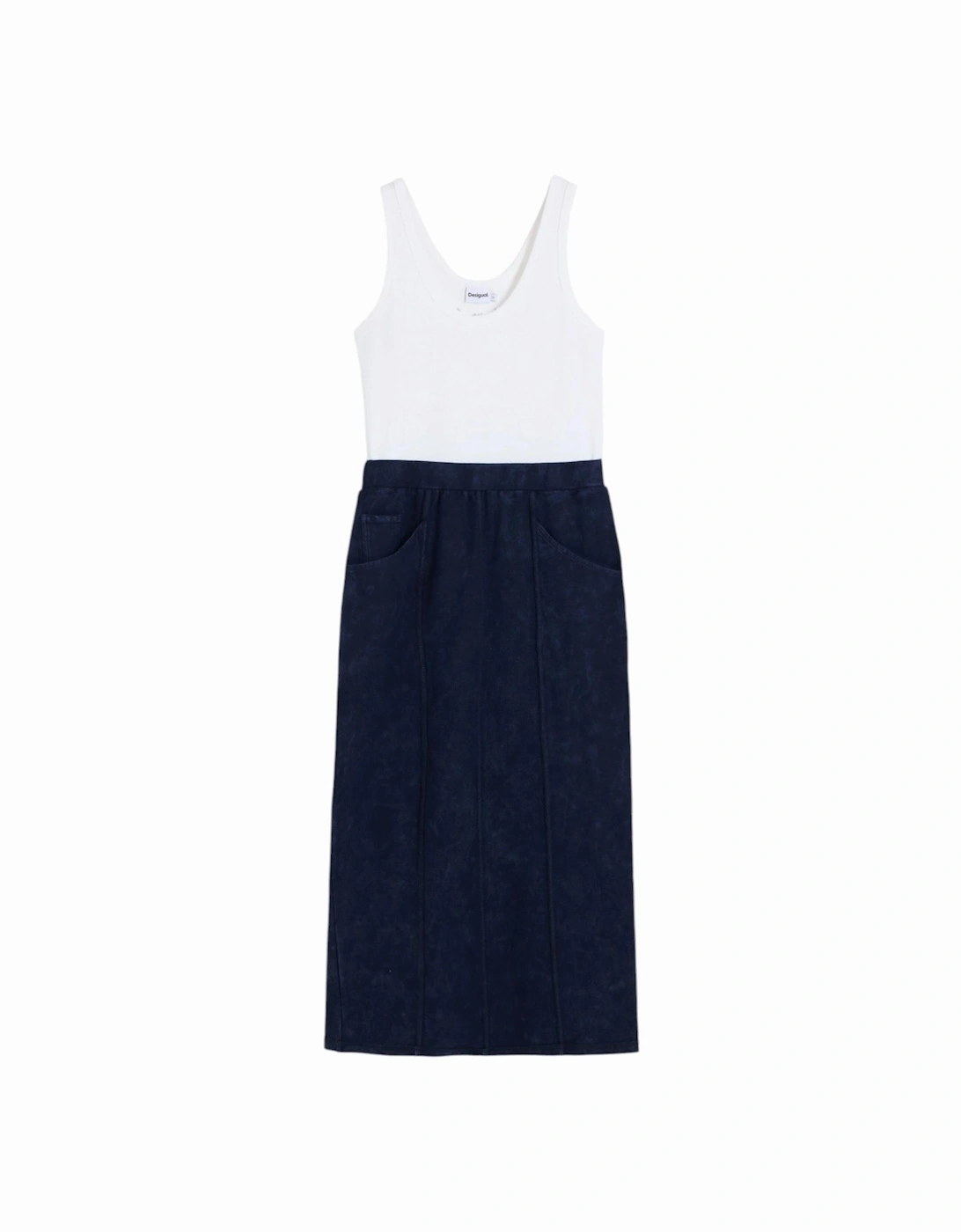 Sleeveless Round Neck Dress with Front Pockets Women - Blue Dresses