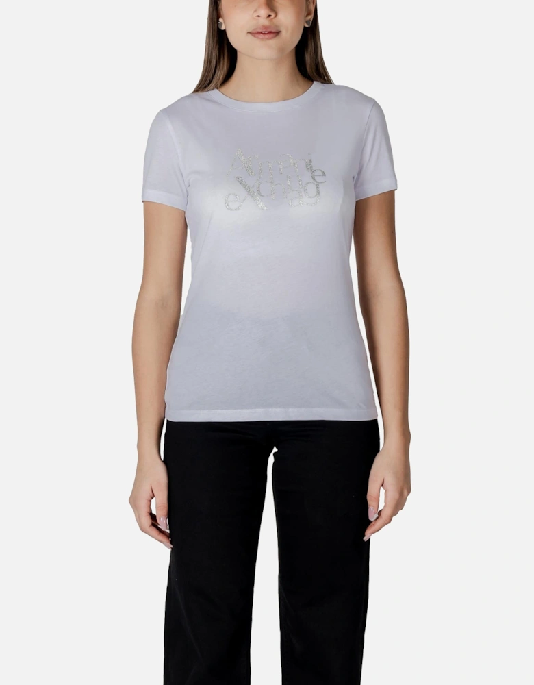 Printed Short Sleeve Round Neck T-Shirt Women - White Shirts
