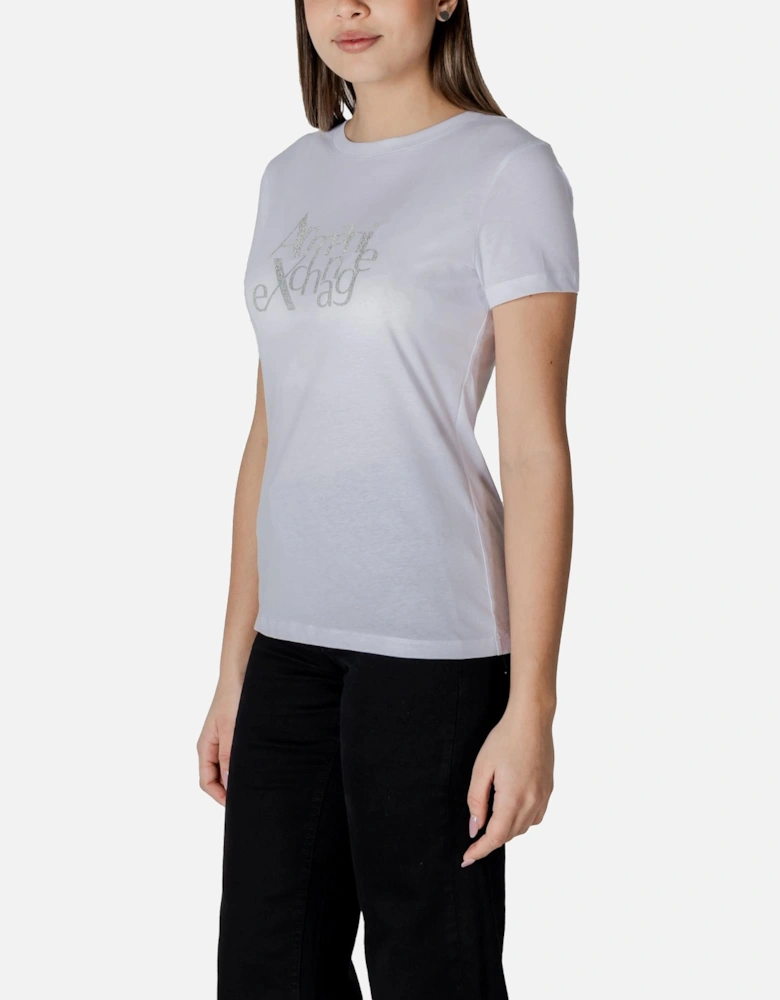 Printed Short Sleeve Round Neck T-Shirt Women - White Shirts