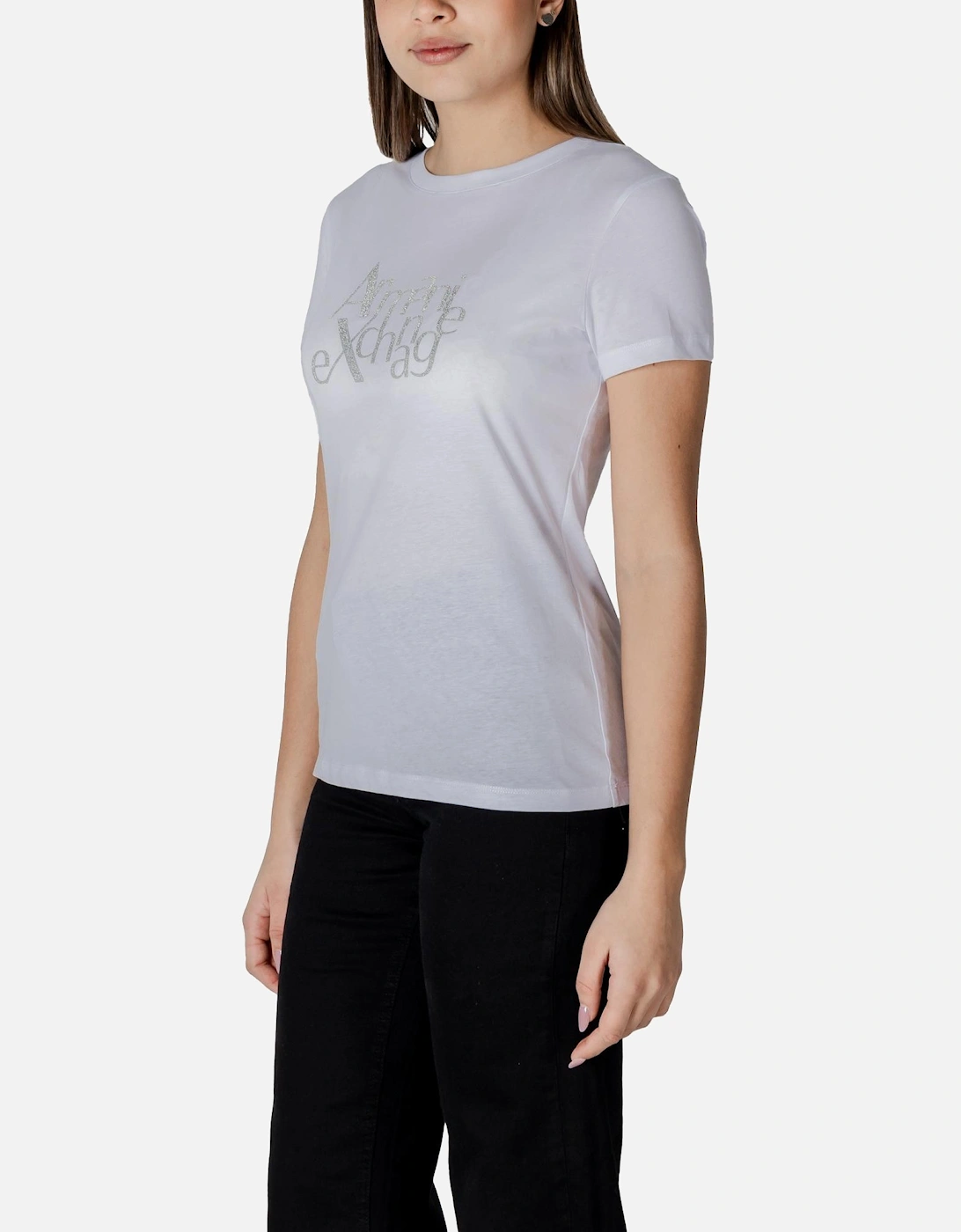 Printed Short Sleeve Round Neck T-Shirt Women - White Shirts