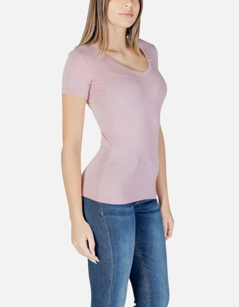 V-Neck Short Sleeve T-Shirt Women - Pink Shirts