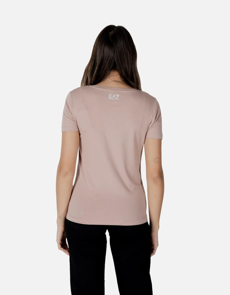 Plain Short Sleeve Round Neck T-Shirt Women - Pink Shirts