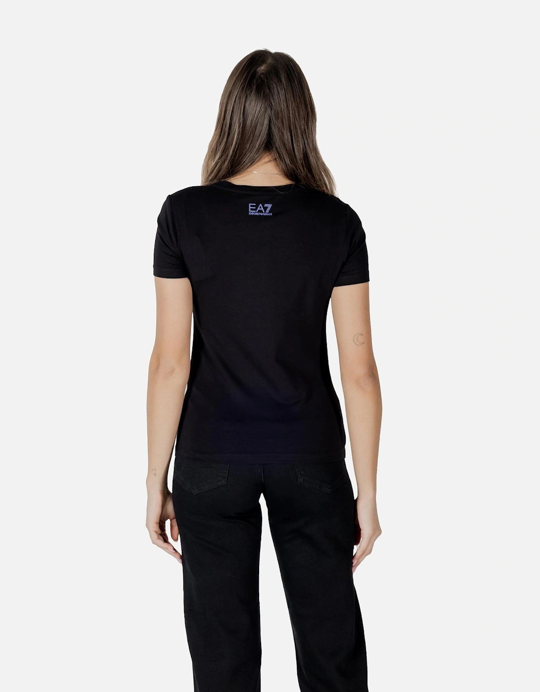 Printed Slip-On Short Sleeve T-Shirt Women - Black Shirts