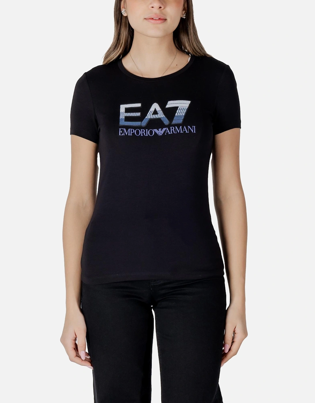 Printed Slip-On Short Sleeve T-Shirt Women - Black Shirts, 4 of 3