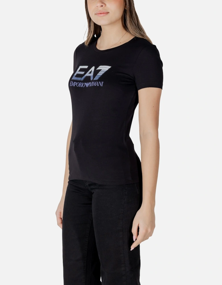 Printed Slip-On Short Sleeve T-Shirt Women - Black Shirts
