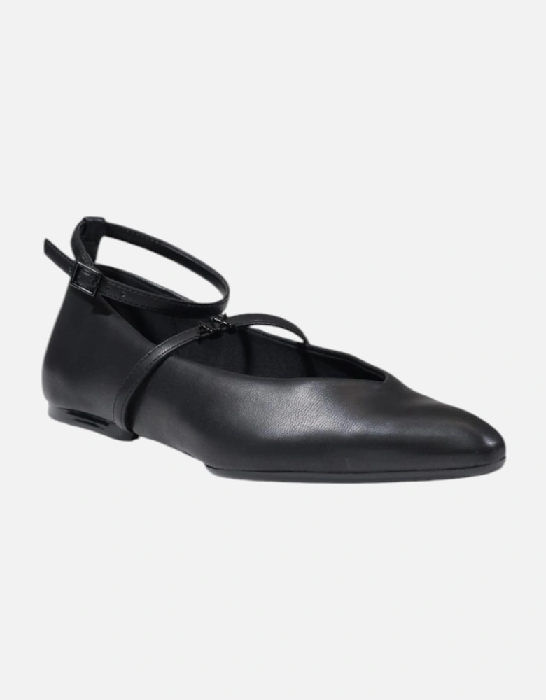 Buckle Detail Leather Lined Slip On Shoes Women - Black