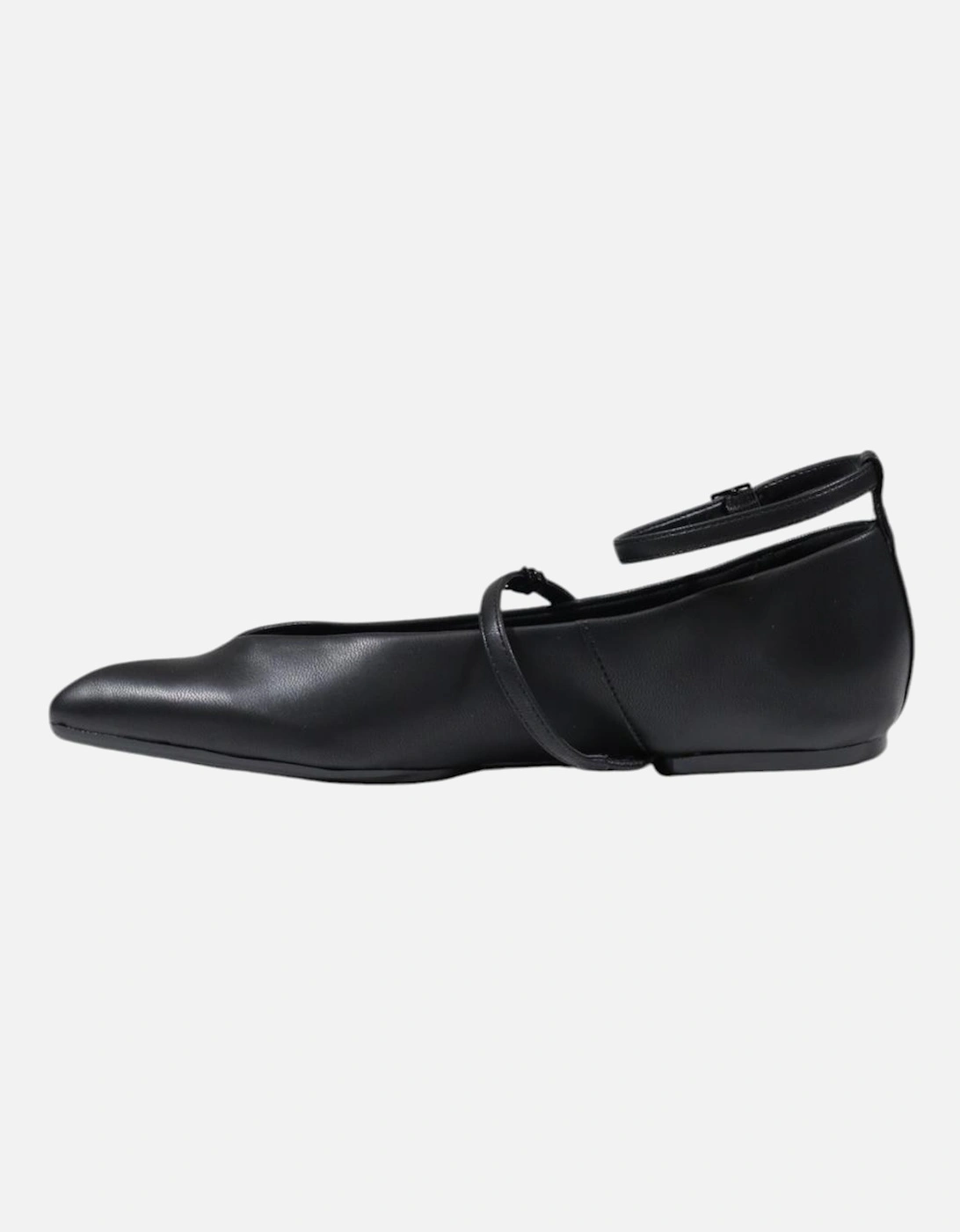 Buckle Detail Leather Lined Slip On Shoes Women - Black