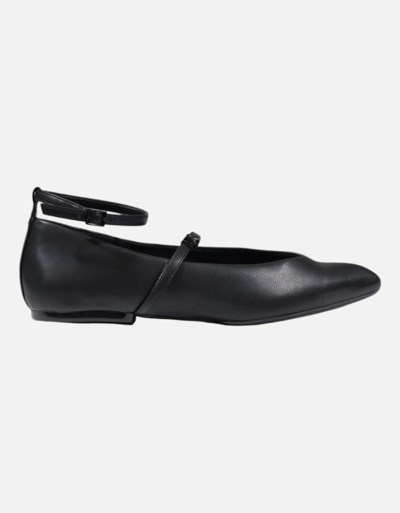 Buckle Detail Leather Lined Slip On Shoes Women - Black