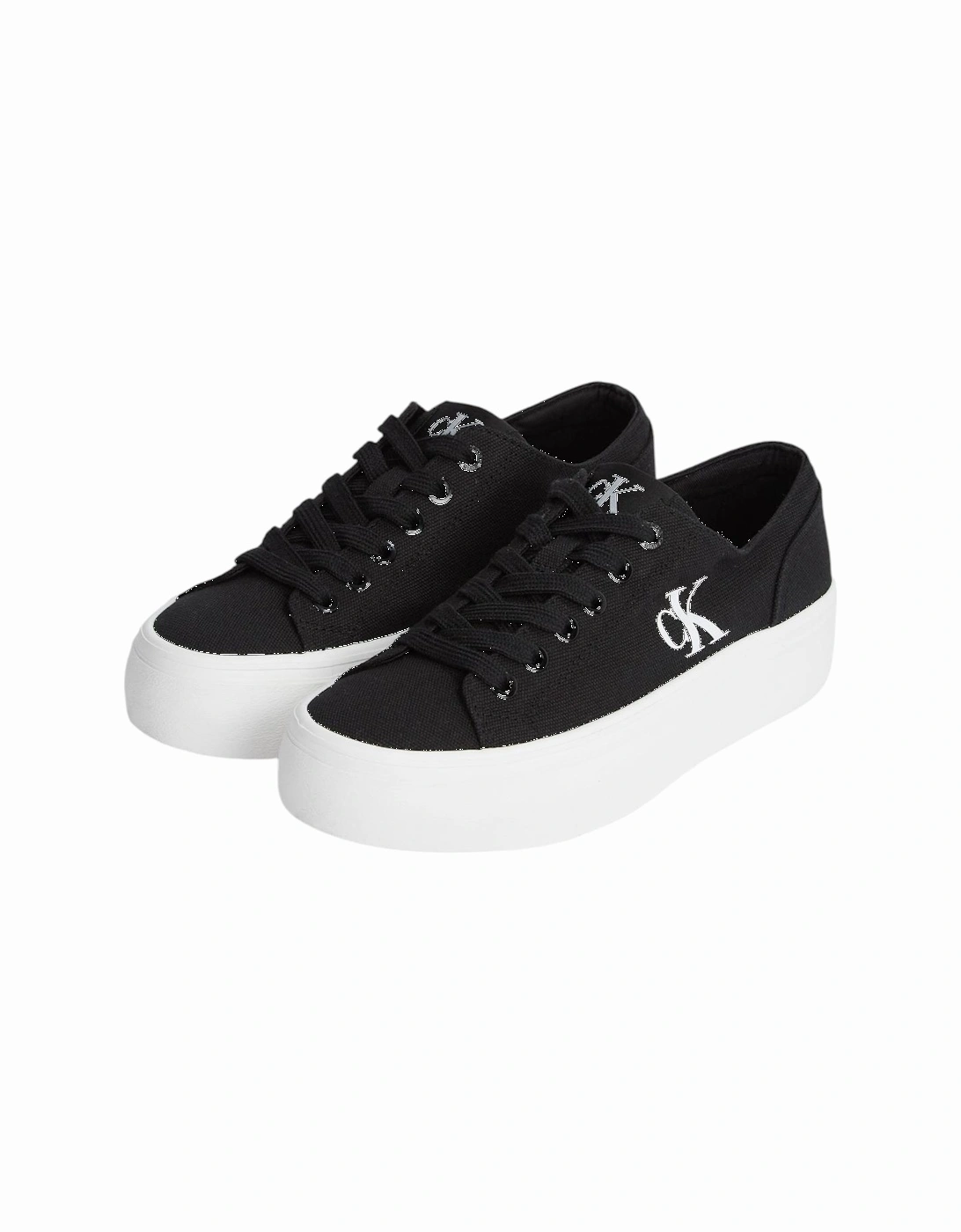 Lace-Up Leather Lined Cotton Sneakers Women - Black