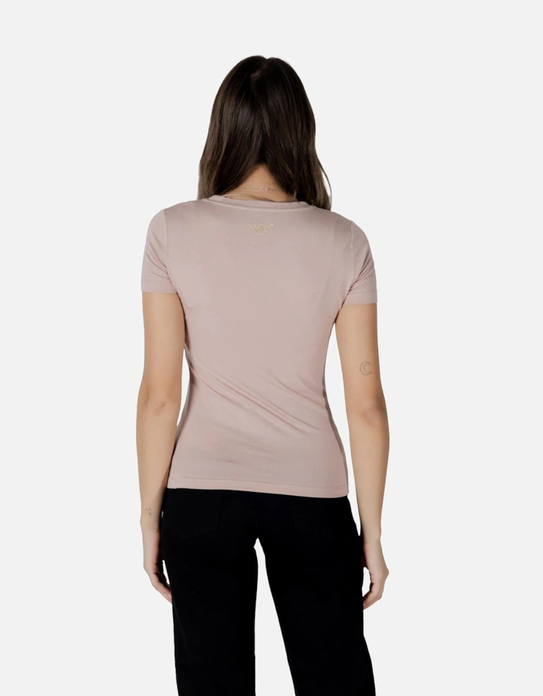 Printed Short Sleeve Round Neck T-Shirt Women - Pink Shirts