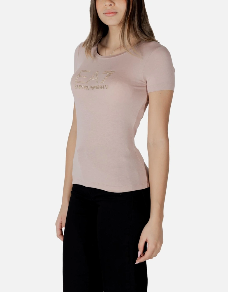 Printed Short Sleeve Round Neck T-Shirt Women - Pink Shirts