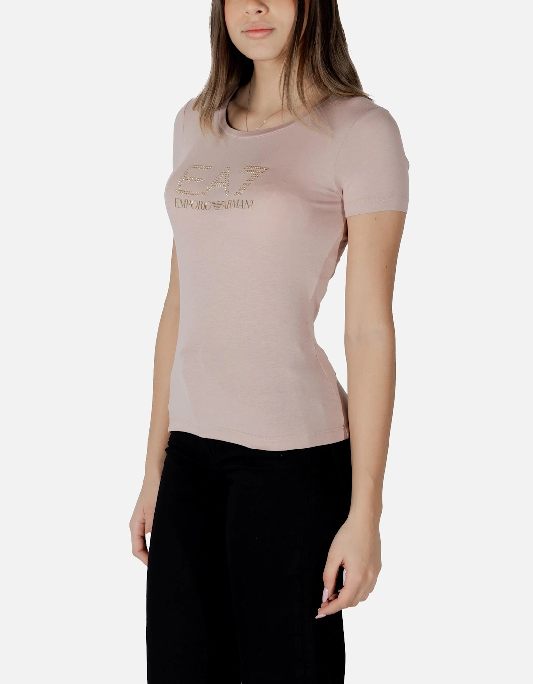 Printed Short Sleeve Round Neck T-Shirt Women - Pink Shirts