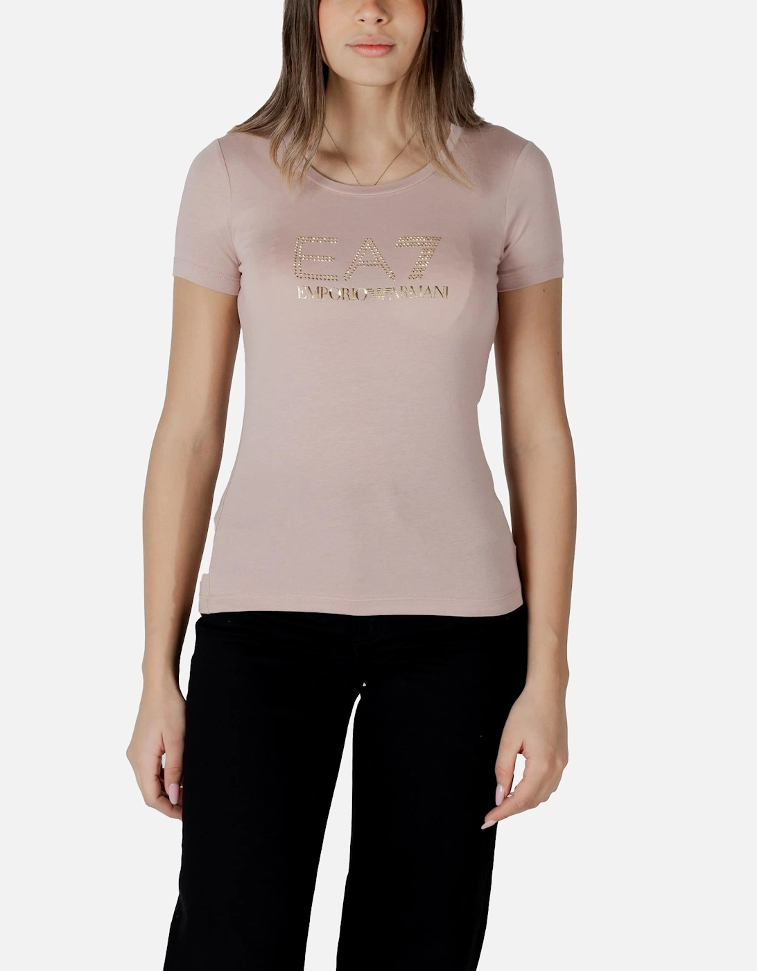 Printed Short Sleeve Round Neck T-Shirt Women - Pink Shirts, 4 of 3