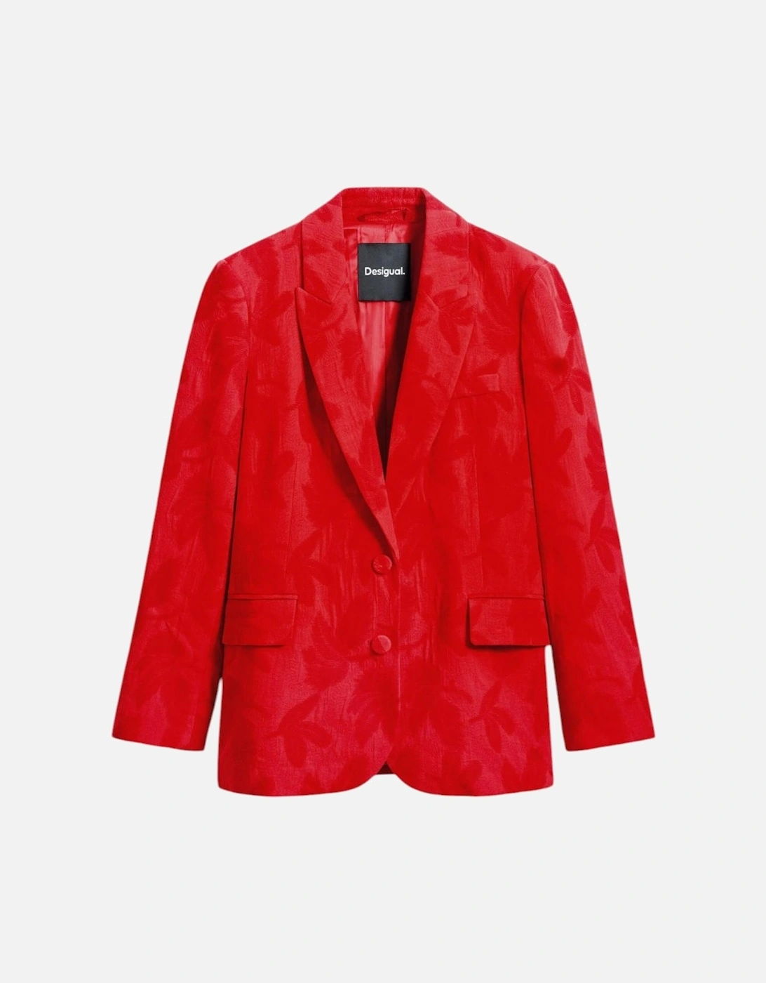 Plain Lapel Collar Buttoned Blazer Women - Red