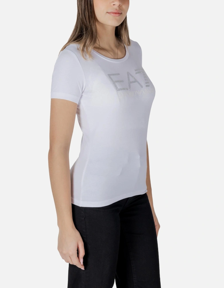 Printed Slip-On Cotton Blend T-Shirt Women - White Shirts